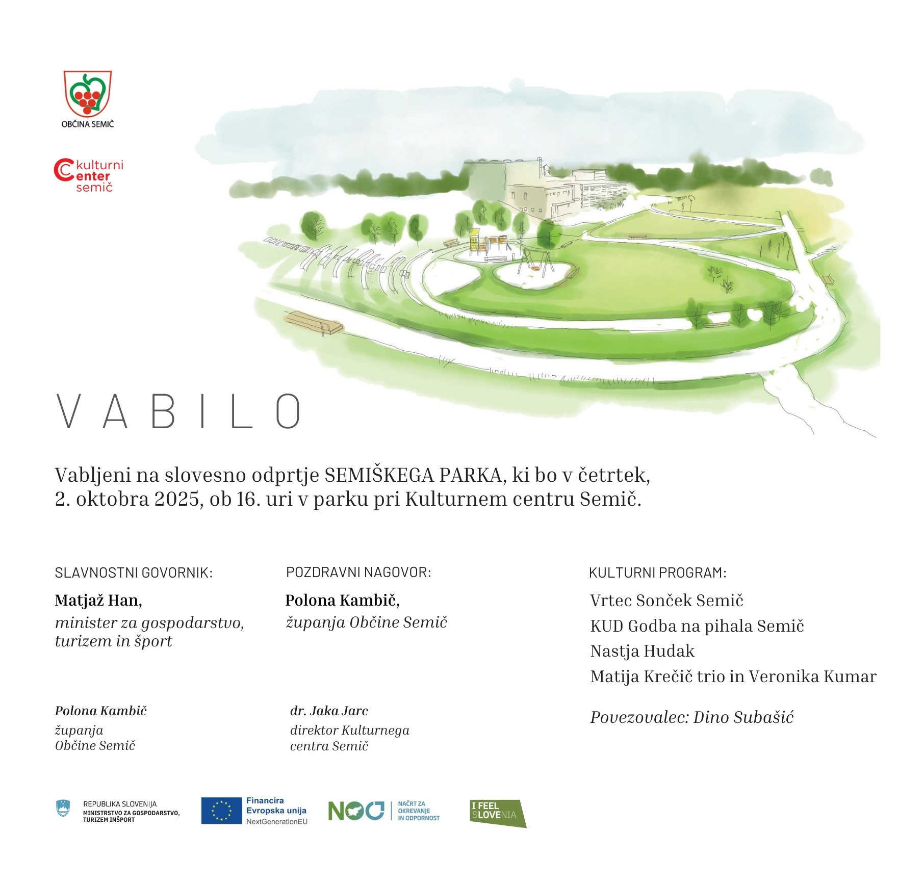 Vabilo na odprtje Semiškega parka